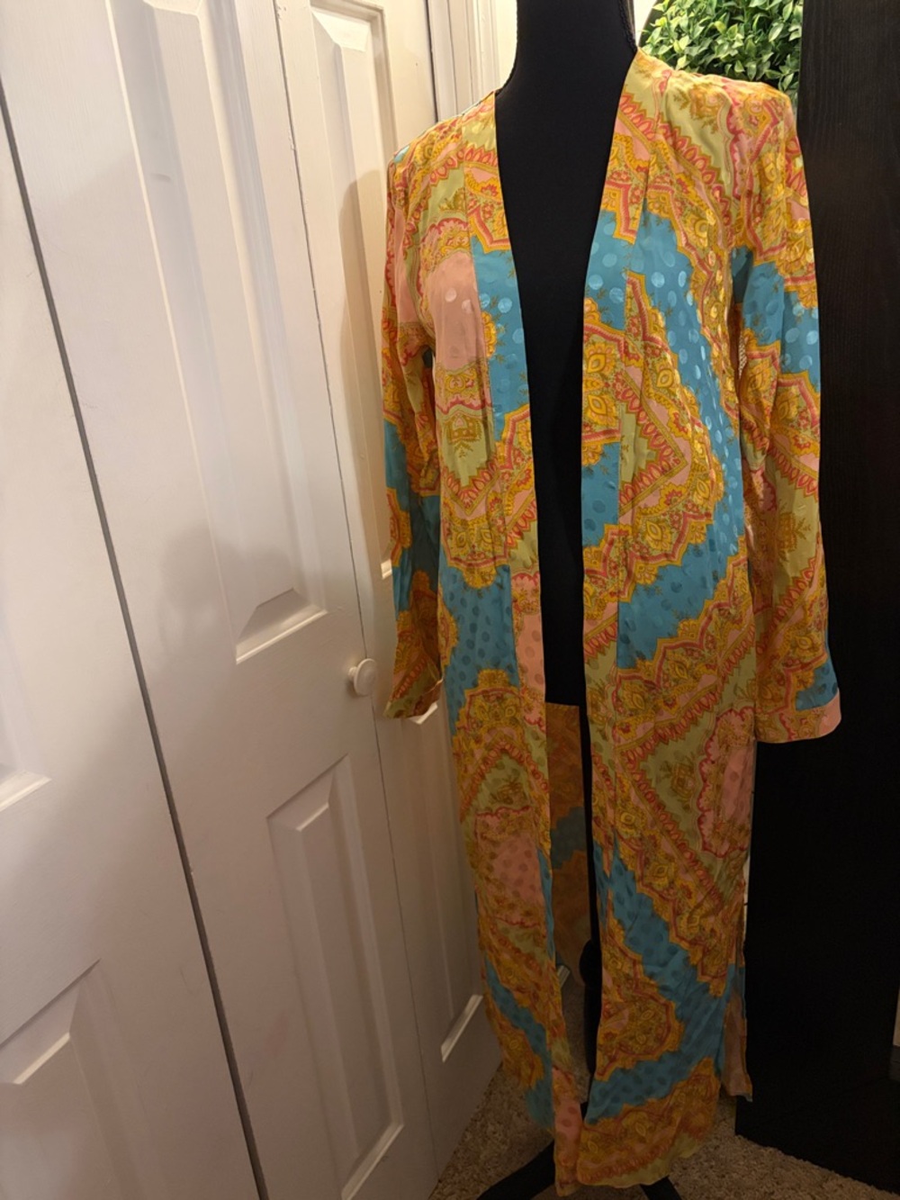 River Island Turquoise, Yellow & Pink Printed Duster